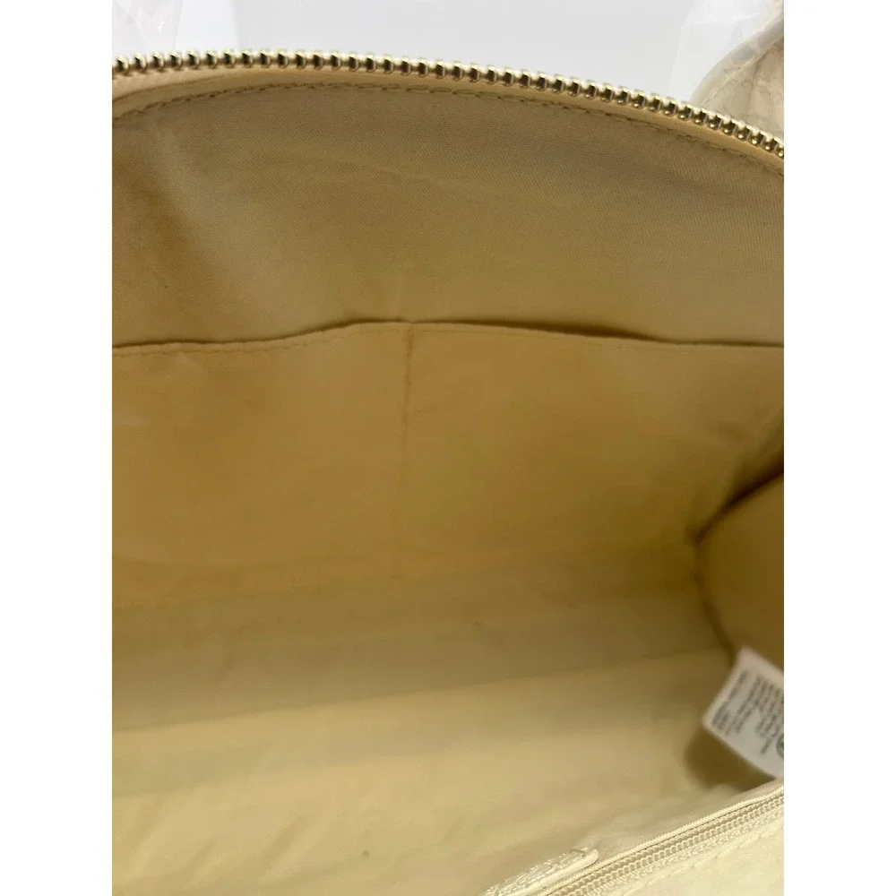 The Drop White Croc Embossed Faux Leather Satchel Handbag Gold Hardware NEW